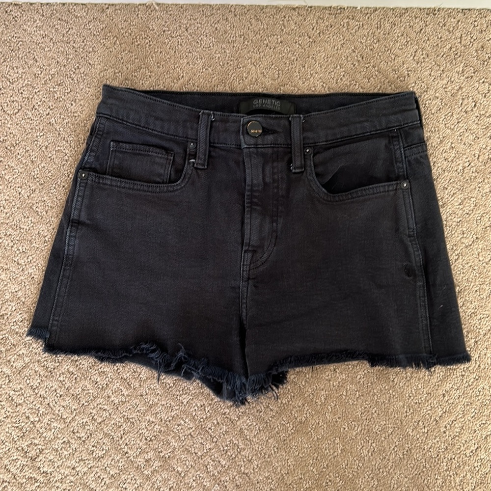 Genetic Frayed Black Jean Shorts - Size 26